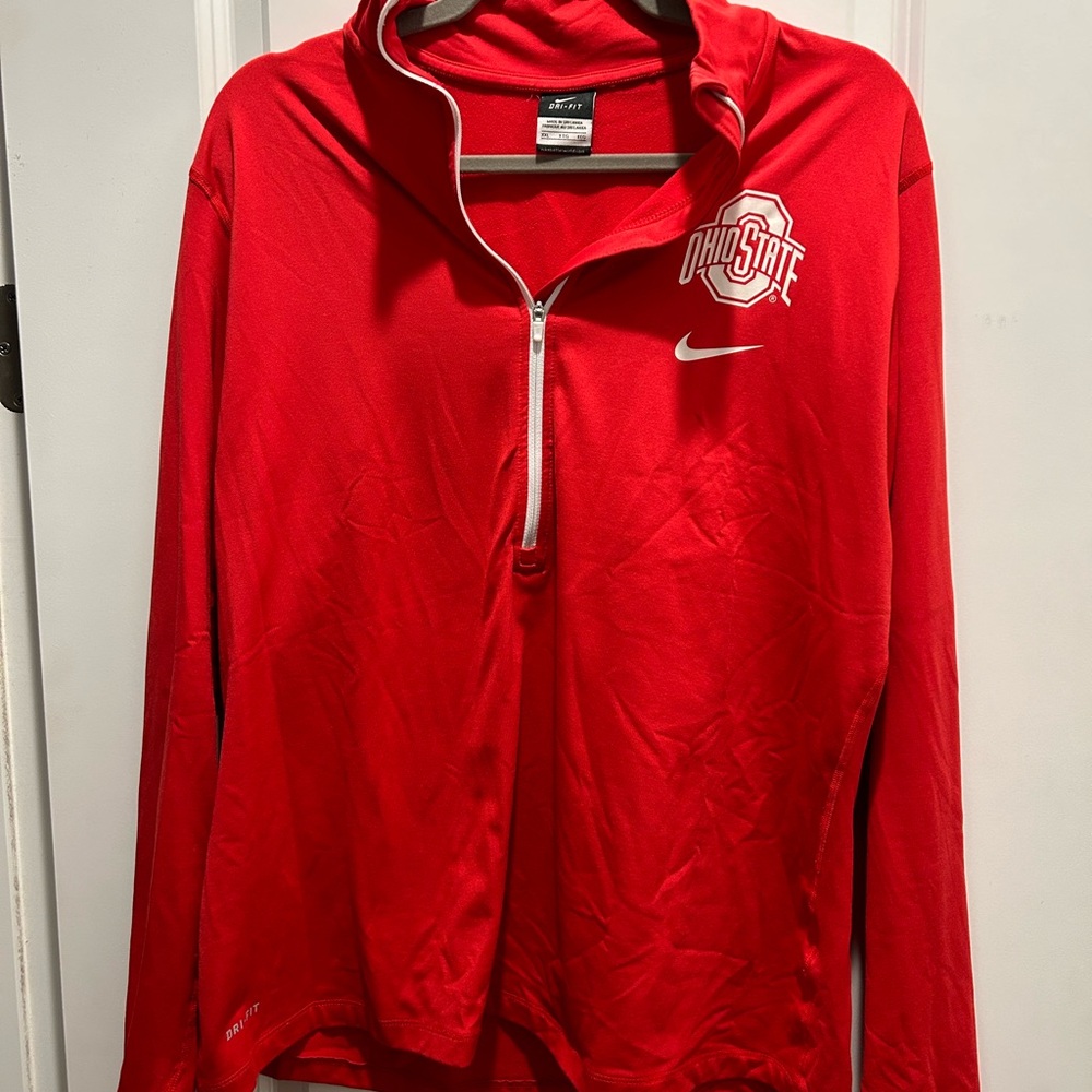 Nike Women's Scarlet Ohio State Half-Zip Drifit Top